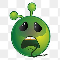 Sad alien cartoon png clipart, transparent background. Free public domain CC0 image.