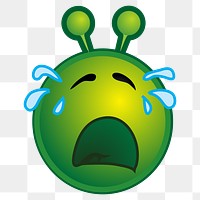 Crying alien cartoon png clipart, transparent background. Free public domain CC0 image.