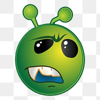 Confused alien cartoon png clipart, transparent background. Free public domain CC0 image.