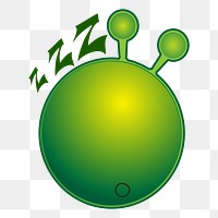 Sleeping alien cartoon png clipart, transparent background. Free public domain CC0 image.