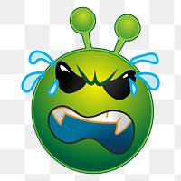 Crying alien cartoon png clipart, transparent background. Free public domain CC0 image.