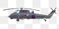 Military helicopter png clipart, transparent background. Free public domain CC0 image.