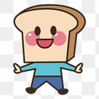 Bread boy cartoon png clipart, transparent background. Free public domain CC0 image.