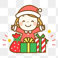 Happy Christmas girl png clipart, transparent background. Free public domain CC0 image.