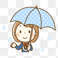 Woman holding umbrella png clipart, transparent background. Free public domain CC0 image.