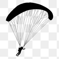 Parachute man landing png clipart, transparent background. Free public domain CC0 image.