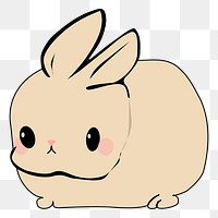 Cute rabbit cartoon png clipart, transparent background. Free public domain CC0 image.