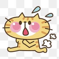 Running cat cartoon png clipart, transparent background. Free public domain CC0 image.