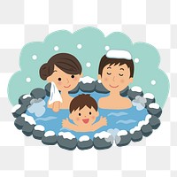 Family onsen bath png clipart, transparent background. Free public domain CC0 image.