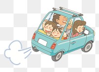 Family trip car png clipart, transparent background. Free public domain CC0 image.