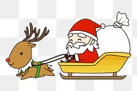 Santa Claus sleigh png clipart, transparent background. Free public domain CC0 image.