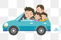 Family in car png clipart, transparent background. Free public domain CC0 image.