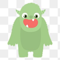 Green monster cartoon png clipart, transparent background. Free public domain CC0 image.