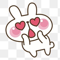 Heart-eyes bunny png clipart, transparent background. Free public domain CC0 image.