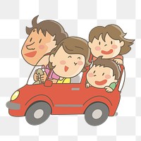 Family in car png clipart, transparent background. Free public domain CC0 image.