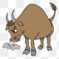 Bull animal png clipart, transparent background. Free public domain CC0 image.