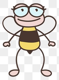 Bee insect cartoon png clipart, transparent background. Free public domain CC0 image.