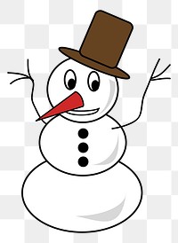 Snowman cartoon png clipart, transparent background. Free public domain CC0 image.