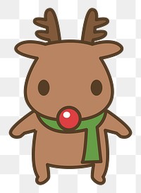 Christmas reindeer cartoon png clipart, transparent background. Free public domain CC0 image.