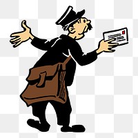 Vintage mailman png clipart, transparent background. Free public domain CC0 image.