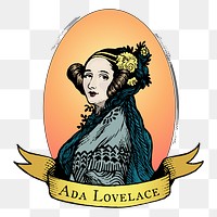 Ada Lovelace portrait png clipart, transparent background. Free public domain CC0 image.