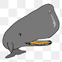 Sperm whale  png clipart illustration, transparent background. Free public domain CC0 image.