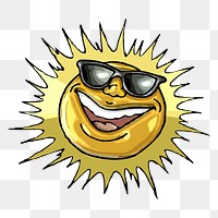 Happy sun png sticker, transparent background. Free public domain CC0 image.