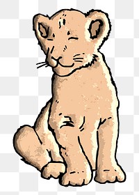 Lion cub png sticker, transparent background. Free public domain CC0 image.