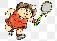 Tennis player  png clipart illustration, transparent background. Free public domain CC0 image.