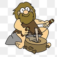 Caveman  png clipart illustration, transparent background. Free public domain CC0 image.