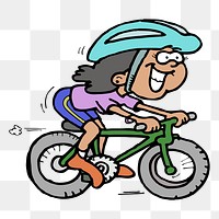 Woman riding bicycle png sticker, transparent background. Free public domain CC0 image.