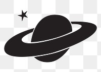 Silhouette Saturn png sticker, transparent background. Free public domain CC0 image.