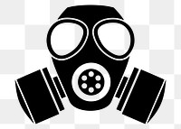 Silhouette gas mask  png clipart illustration, transparent background. Free public domain CC0 image.