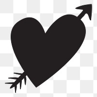 Arrow heart silhouette  png clipart illustration, transparent background. Free public domain CC0 image.