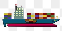 Cargo ship png sticker, transparent background. Free public domain CC0 image.