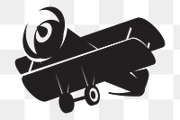 Silhouette bi plane  png clipart illustration, transparent background. Free public domain CC0 image.