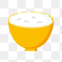 Rice in a bowl png sticker, transparent background. Free public domain CC0 image.