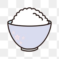 Rice in a bowl png sticker, transparent background. Free public domain CC0 image.