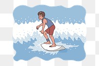 Surfing man png sticker, transparent background. Free public domain CC0 image.