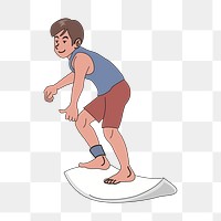 Surfing man png sticker, transparent background. Free public domain CC0 image.