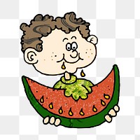 Man eating watermelon png sticker, transparent background. Free public domain CC0 image.