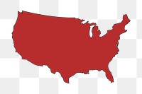 U.S. map png sticker, transparent background. Free public domain CC0 image.