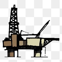 Oil platform  png clipart illustration, transparent background. Free public domain CC0 image.