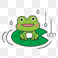 Frog on lotus leaf png illustration, transparent background. Free public domain CC0 image.