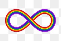 Rainbow infinity sign  png clipart illustration, transparent background. Free public domain CC0 image.