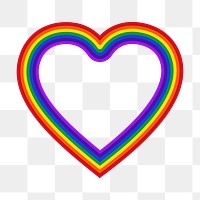 Rainbow heart  png clipart illustration, transparent background. Free public domain CC0 image.