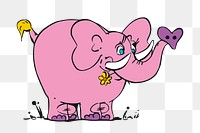 Pink elephant png illustration, transparent background. Free public domain CC0 image.