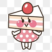 Cute cartoon cake png sticker, transparent background. Free public domain CC0 image.