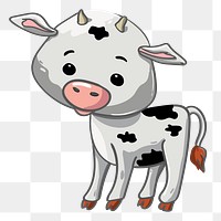 Cow  png clipart illustration, transparent background. Free public domain CC0 image.