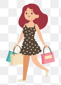 Woman shopping png illustration, transparent background. Free public domain CC0 image.